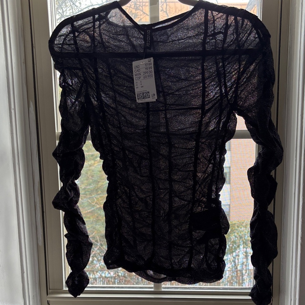 H&M Sheer Black Long Sleeve Top